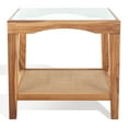 thumbnail image 2 of SAFAVIEH Couture Nicolella Glass Top Wood Square End Table, Natural, 2 of 11