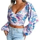thumbnail image 1 of Moda mujer Casual manga larga estampado Floral gasa camisa anudada camisa linterna manga Tops Fridja  czfsfas496, 1 of 4