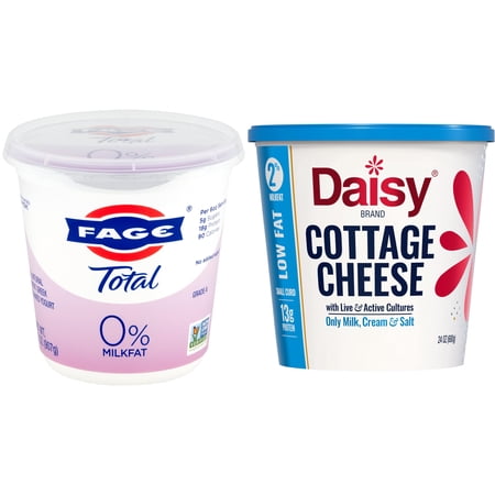 FAGE Total 0% Plain Greek Yogurt & Daisy Low Fat Cottage Cheese Refrigerated Dairy Bundle