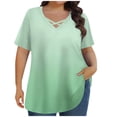 thumbnail image 1 of Tops de Manga Corta de Tamaño Más de las Mujeres, Blusas de Cuello en V Impresas de Verano de Moda para Uso Casual, Diario Y de Fiesta, 1 of 8