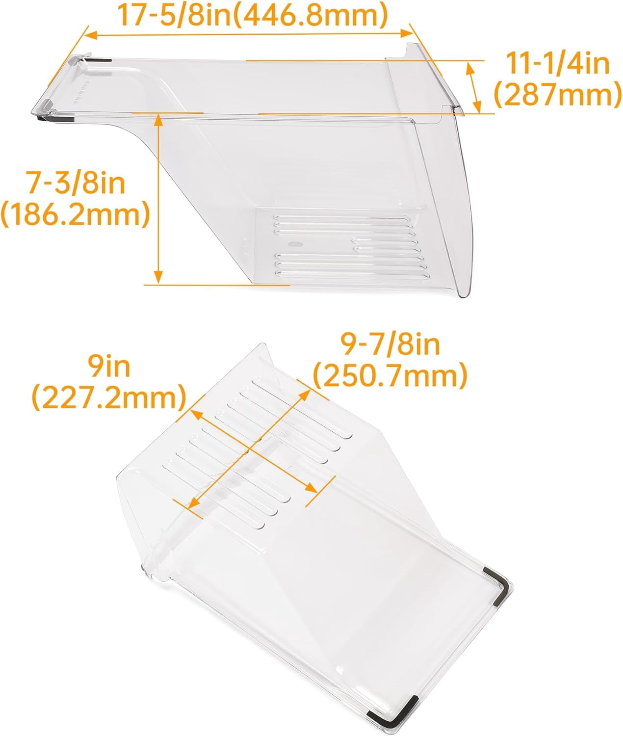 Refrigerator Crisper Drawer Pan Replacement for 240337103 PS429854 Refrigerator Pan Shelf Replacement Plastic Clear