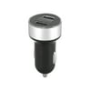 LED Display Dual USB Ports Cigarette Lighter Socket Car Charger GPS Dash Cam Power Outlet 12-24V 3.1A Silver Tone