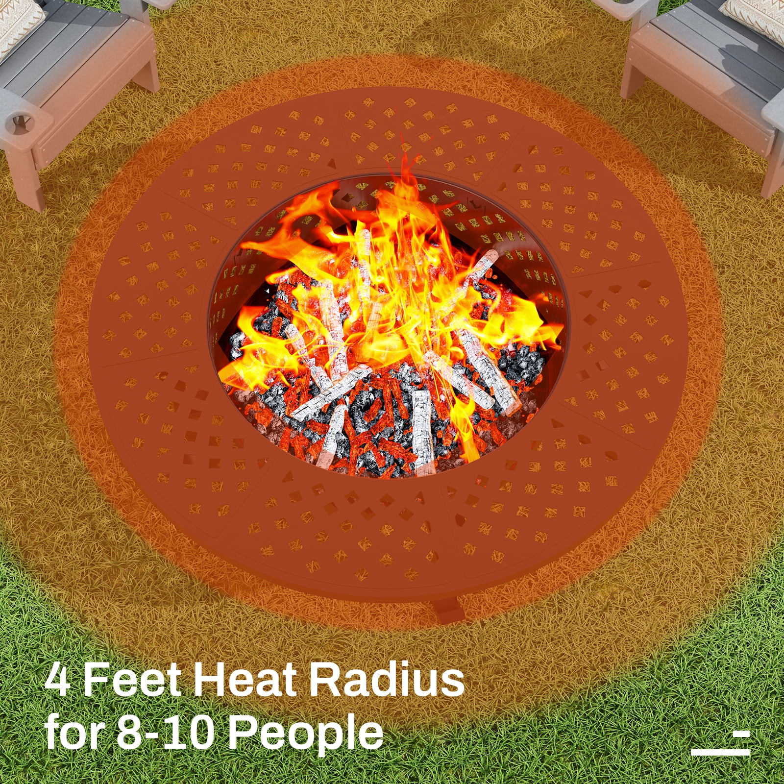 ZIENLIFE 43" Large Fire Pit with 2 Grill, Outdoor Wood Burning Firepit with Lid & Poker, Metal Round Table for Patio, Backyard, Picnic, Camping, Black