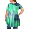 thumbnail image 4 of Aofany Business Casual Tops for Ladies Blouses Women Plus Size Tops Tie-Dye Print Short Sleeve V-Neck Blouse Pleated Hem Shirt Green 4Xl, 4 of 6