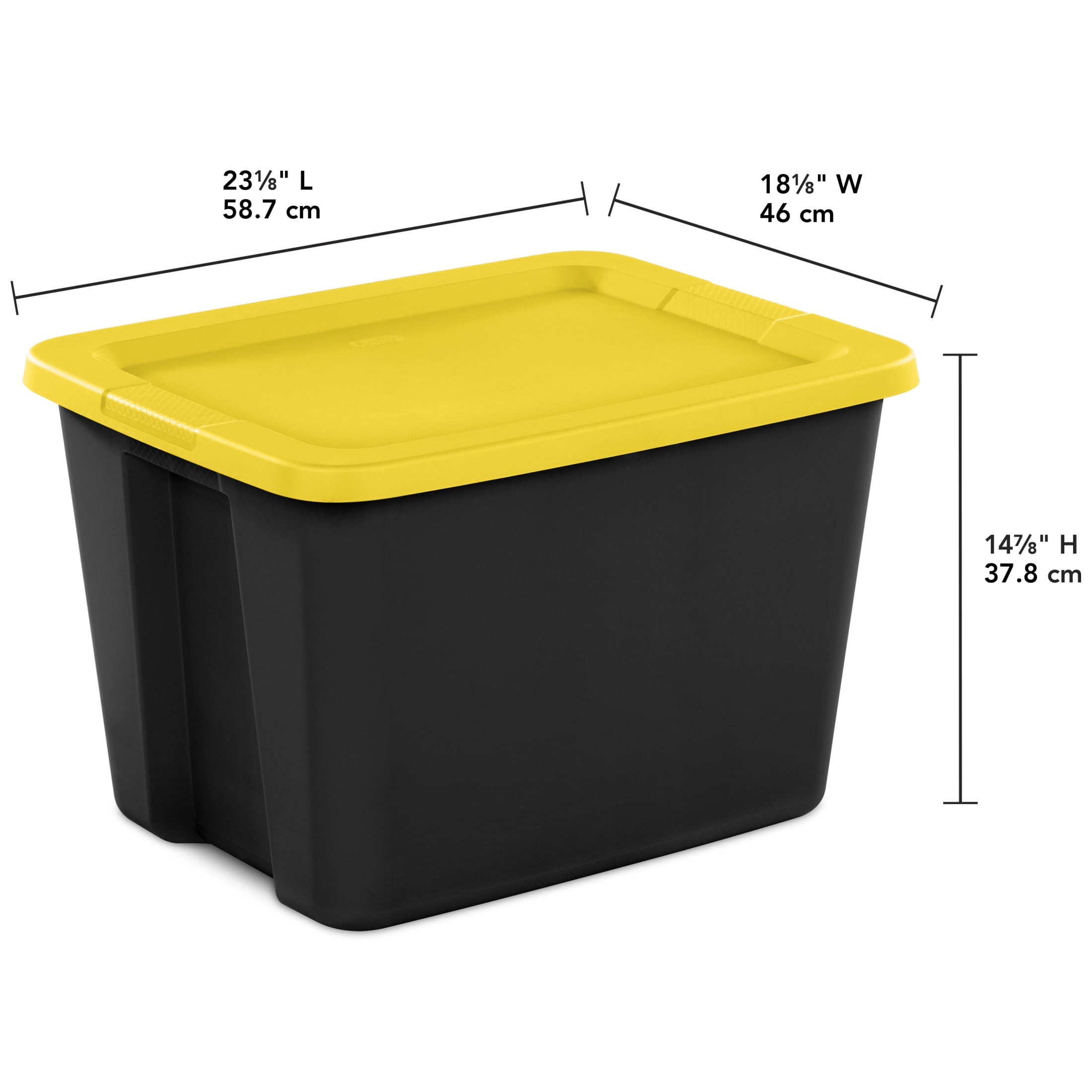 Sterilite Large Storage Bin, 18 Gallon Plastic Storage Container with SnapOn Lid, Black and Yellow, (图3)