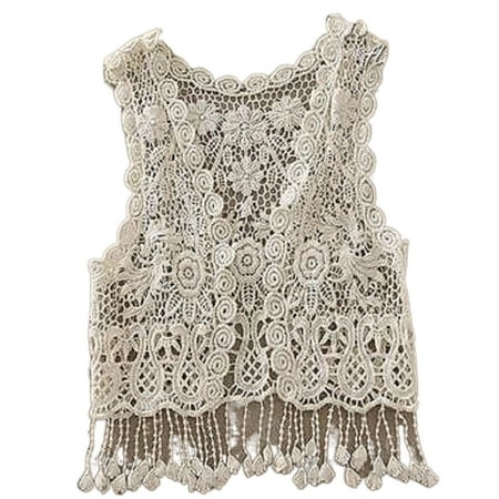 

Toddler Baby Girls Boho Crochet Lace Hollow Out Cardigan Vest T-Sleeveless Top Tassel Waistcoat