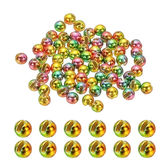 Uxcell Fly Tying Tungsten Beads, 70 Pcs 3mm / 0.12 Inch Tungsten Slotted Beads Tungsten Round Ball Beads for Fly Tying Jig Hooks Fishing Materials, Rainbow Color