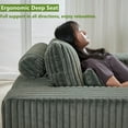 thumbnail image 3 of Aukfa 62"x49" Chaise Lounge Oversized Corduroy Sofa Plush Chair Bed w/ 3 Pillows for Living Room, Green, 3 of 9
