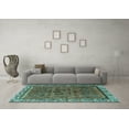thumbnail image 3 of Ahgly Company Machine Washable Indoor Rectangle Persian Turquoise Blue Traditional Area Rugs, 5' x 8', 3 of 4