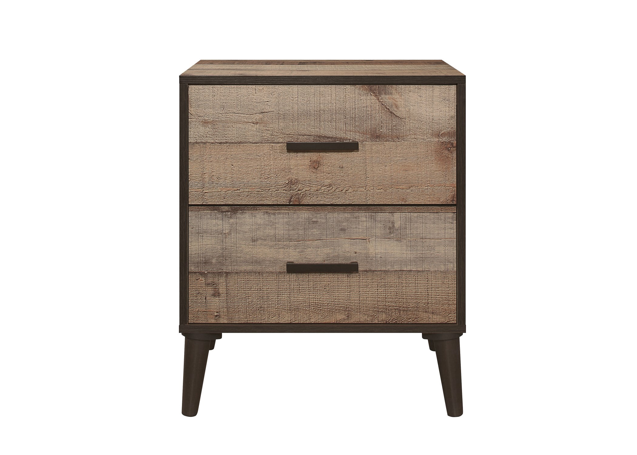 Home Design Janet Nightstand with 2 Drawers and Roller Glides, Natural Oak, Easy assembly