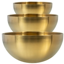SOPOTUTU Set of 3 Golden Stainless Steel Prep Bowls, Stackable, Easy to Clean, Kitchen Mixing Bowls