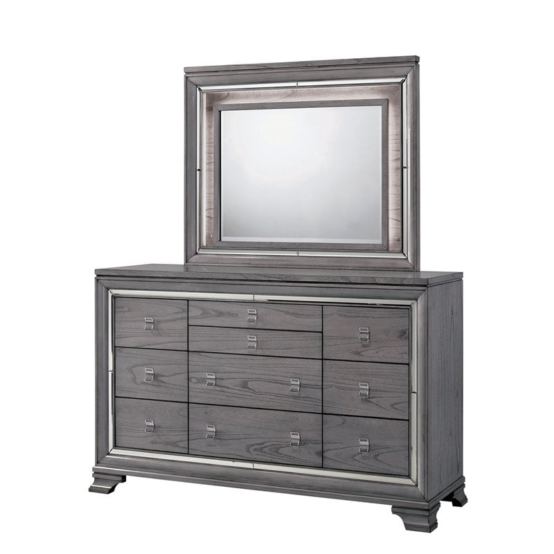Furniture Of America Hariston 2 Piece Led Dresser And Mirror Set