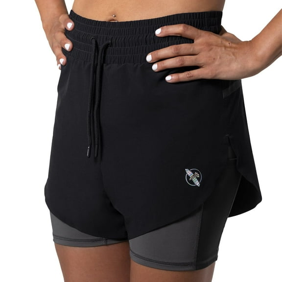Hayabusa Women's Mid Rise Layered Shorts - Black, Large