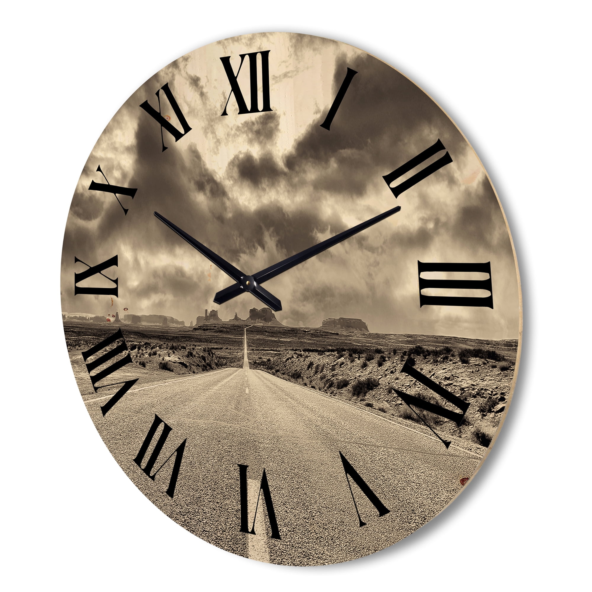Designart 'The Straight Road To Monument Valley' Traditional Wood Wall Clock
