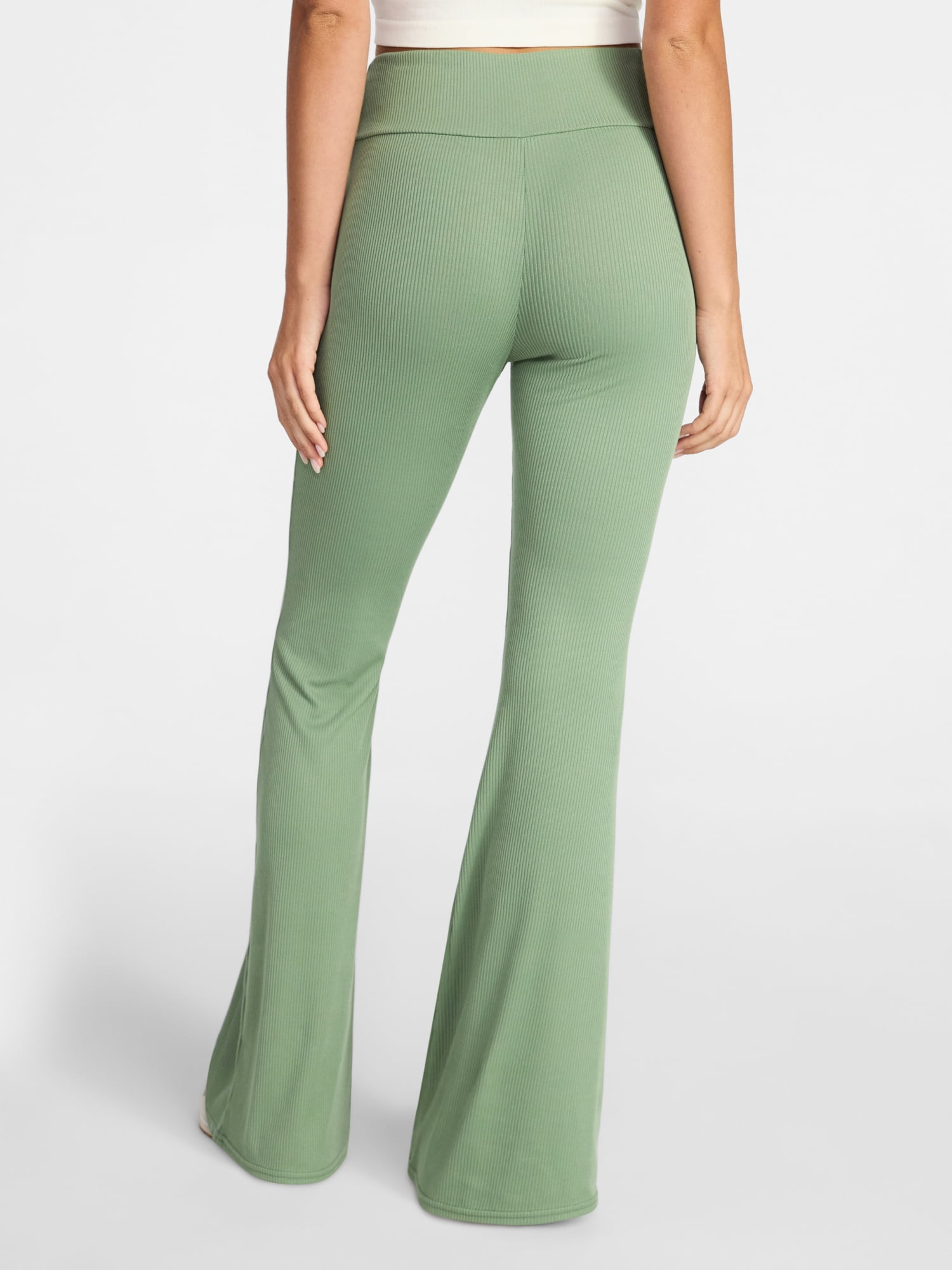 No Boundaries Ribbed Flare Pants, Women's XS-XXL
