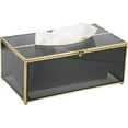 thumbnail image 1 of Rectangular Glass Tissue Box Cover - Decorative Gold Tissue Box Holder, Stylish Facial Tissue Holder for Dresser Bathroom Vanity Night Stand Home Office Bar Restaurant Decor, Black, 1 of 5