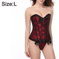 thumbnail image 2 of Top de corsé de encaje para mujer, tallas grandes, corsés y bustiers, lencería floral - Rojo, 2 of 5