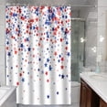 thumbnail image 3 of Rideau de Douche pour Salle de Bain avec Thème de la Fête de l'Indépendance Étoiles Rouges et Bleues sur Fond Blanc 70,87 Po x 70,87 Po Polyester Imperméable, 3 of 6