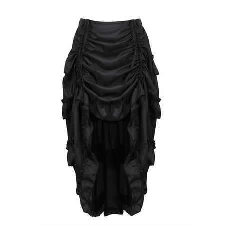 Stay Corset Women s Victorian Steampunk Skirt Ruffle High Low Outfits Gothic Overskirt Plus Size Pirate Dressing Black Size 4XL