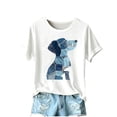 thumbnail image 2 of Qulqfy Womens White Shirts Cute Cartoon Dog Print Shirts Graphic Short Sleeve Women's Puppy Tops XL, 2 of 4