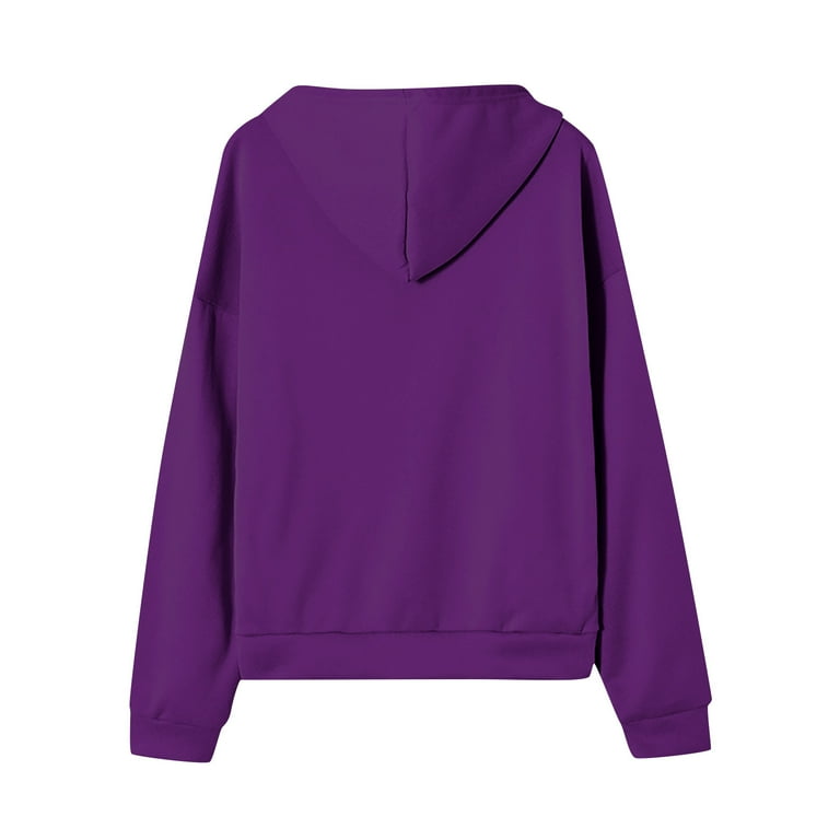 Dark Purple Womens Hoodies Long Sleeve Full-Zip Winter