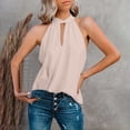thumbnail image 5 of ICHUANYI Women's Summer Tops Short Sleeve Round Neck Solid Dressy Chiffon Blouses Tunic Tops T-Shirts, 5 of 6