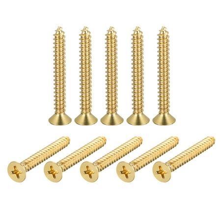 

Uxcell M5x40mm Brass Wood Screws Phillips Flat Head Self Tapping Connector 32Pack