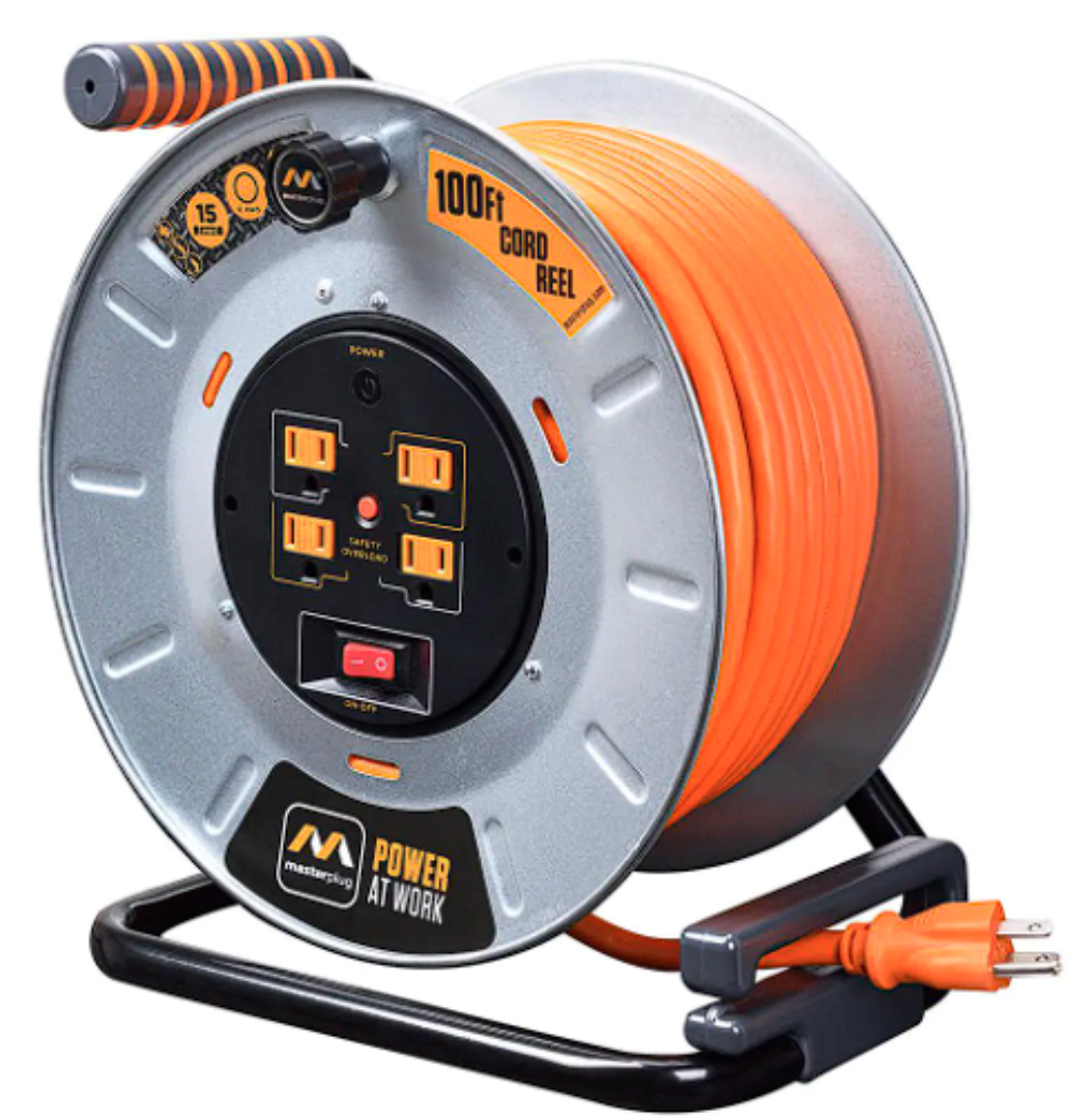 Masterplug 100ft Metal Extension Cord Reel - Walmart.com