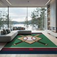 thumbnail image 2 of ODIKA 8'x10' Washable Area Rug Baseball Field Sport Design With Crossed Bats Ball And Stitched Seam Accents for Dining Room, Large Office, Lounge, Non-Slip Chair-Friendly Mat, 2 of 7