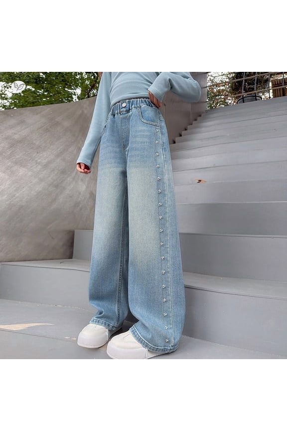 Pants for Girls Size 4-5Y Kids Cargo Wide Leg Trousers Versatile Outdoor Loose Comfortable