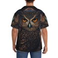 thumbnail image 4 of Zufioo Classical Style Brown Owl Print Mens Button Down Short Sleeve Shirt,Classic Plaid Shirt,Mens Accessories Fashion Shirt-Medium, 4 of 6