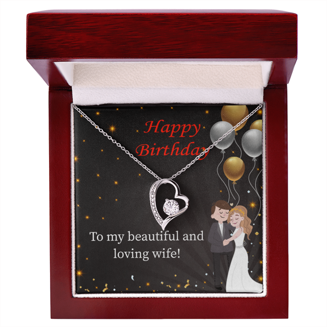 To My Wife Beautiful and Loving Wife Birthday Message Forever Necklace w Message Card