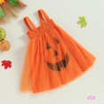 thumbnail image 4 of Eliza-Kids Niñas Vestido Halloween Calabaza Cara Impresión Tul En Capas Cami Sin Mangas, 4 of 4