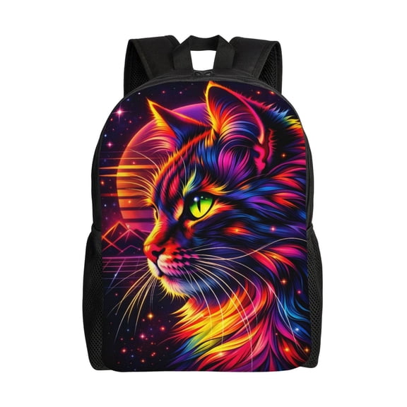 Colorful Cat Backpack Full Front Print Travel Laptop Bag for Men and Women