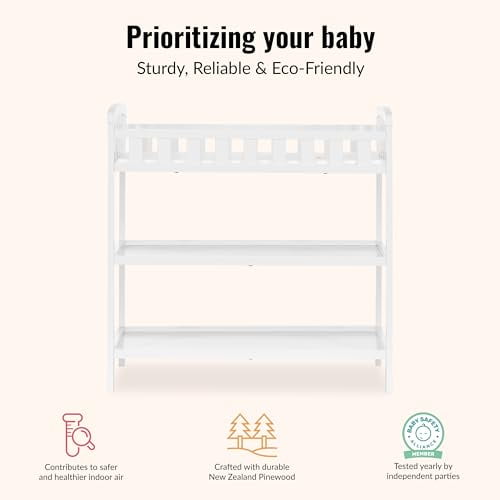 Dream On Me Emily Changing Table with Shelves, White photo 4