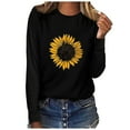 thumbnail image 2 of Dyfzdhu Womens Long Sleeve T Shirts Trendy Sunflower Graphic Tees Crew Neck Sweatshirt Tunic Tops Black, 2 of 3