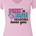 thumbnail image 4 of Inktastic Pink or Blue Grandma Loves You Women's V-Neck T-Shirt, 4 of 5