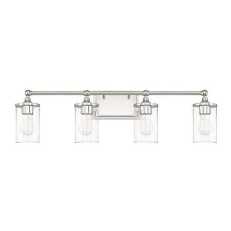 - Capital Lighting Camden - Four Light Bath Vanity, Polished Nickel Finish with Clear Beveled Glass