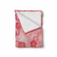 thumbnail image 2 of Lantern Soft Flannel Fleece Throw Blanket, Chinese New Year Theme Cherry Blossom Auspicious Celebration Print, Cozy Plush for Indoor and Outdoor Use, 60" x 80", Pale Pink Yellow, by Ambesonne, 2 of 6