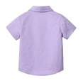thumbnail image 3 of PEASKJP Boys Short Sleeve Dress Shirt and Tie Set Collared Button-Down Uniform Shirts for Kids,Purple 3-4 Years, 3 of 8
