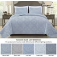 thumbnail image 5 of Chezmoi Collection Luca 3-Piece Oversized Bedspread Set, Queen Size, Silver Gray, Summer Quilt Lightweight Microfiber Bedspread 100 x 106, Floral Medallion Pattern Coverlet for All Season, 5 of 9