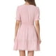 thumbnail image 3 of Vestido Casual Mini de Manga Abullonada con Escote en V y Cintura Elástica para Mujeres INSPIRE CHIC Color Rosa Claro Talla M, 3 of 5