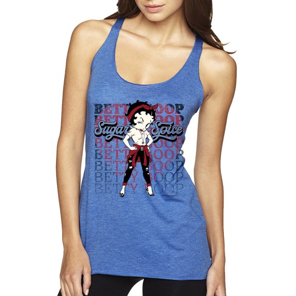 Wild Bobby Betty Boop Sugar and Spice Wink Betty Boop Tri-Blend Racerback Tank Top, Vintage Royal, Large