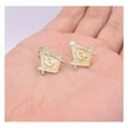 thumbnail image 4 of The Square and Compasses Masonic Stud Unisex Adult Earrings 10K Two-Tone Gold,1.87 Gr - Goldum NYC, 4 of 5