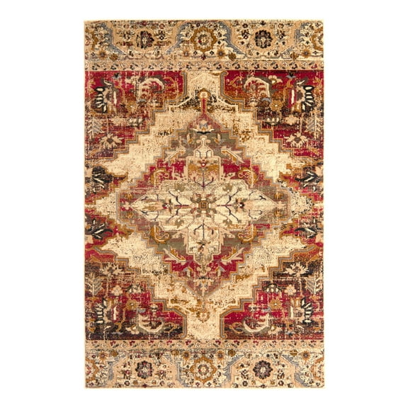 Unique Loom Saturn Collection Area Rug - Evo (5' 3" x 8' Rectangle Burgundy Beige/Cream)