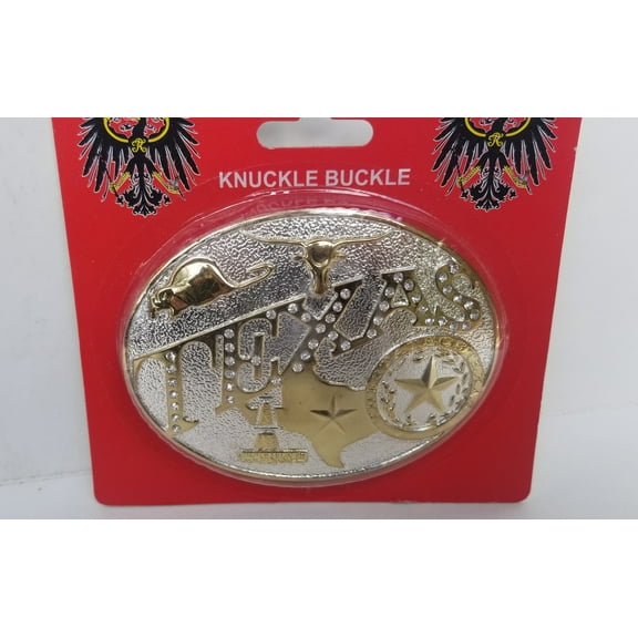 Texas Silver & Gold Oval Belt Buckle