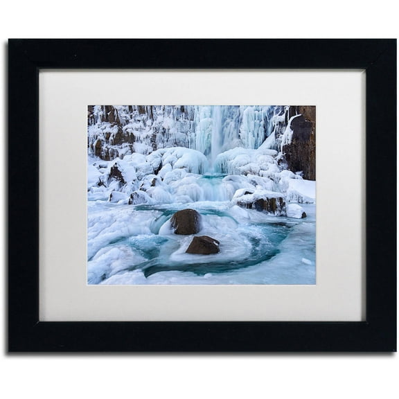 Trademark Fine Art "Frosty Falls" Canvas Art by Michael Blanchette Photography White Matte, Black Frame