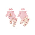 thumbnail image 2 of BemeyourBBs Western Baby Girls Cowgirl Outfit Long Sleeve Letter Horse Floral Print Romper Jumpsuit Headband Pants Set Cute Newborn Spring Fall Winter Clothes, 2 of 9