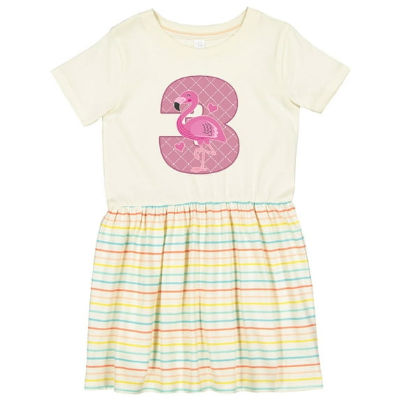 Inktastic 3rd Birthday Flamingo 3 Year Old Girl Girls Toddler Dress
