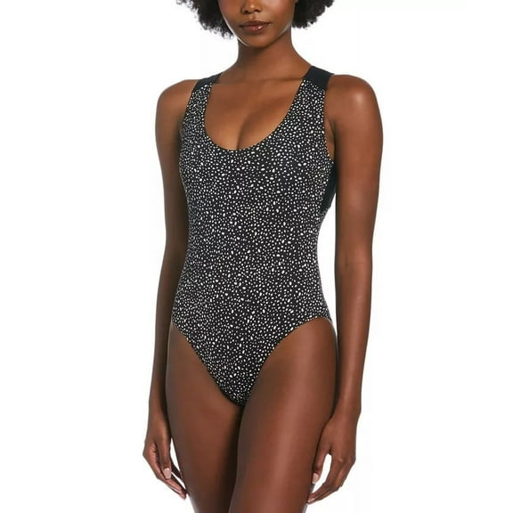 Nike WATER DOTS BLACK/WHITE Printed One-Piece Swimsuit, US Large